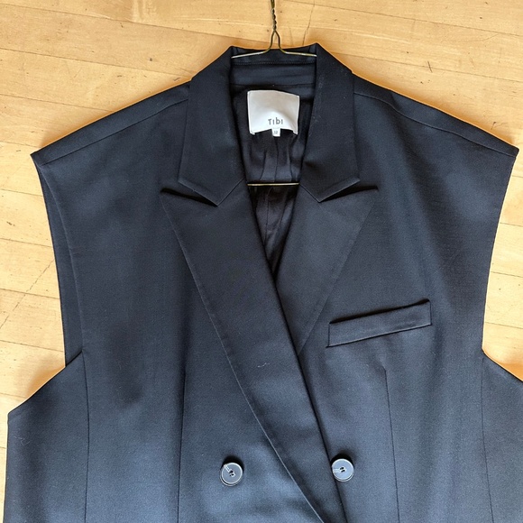 New Tibi Black Drapey Oversized Vest, 12, PG1453 - Picture 6 of 7